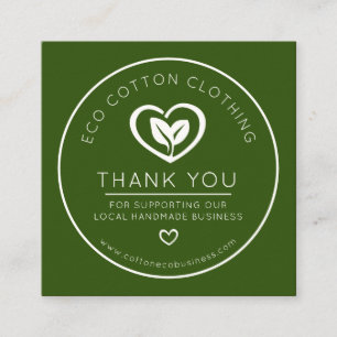 Carte De Fidélité Logo de style éco coeur Feuille Merci vert promo