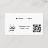 Carte De Fidélité Logo d'entreprise de code QR blanc moderne (Dos)