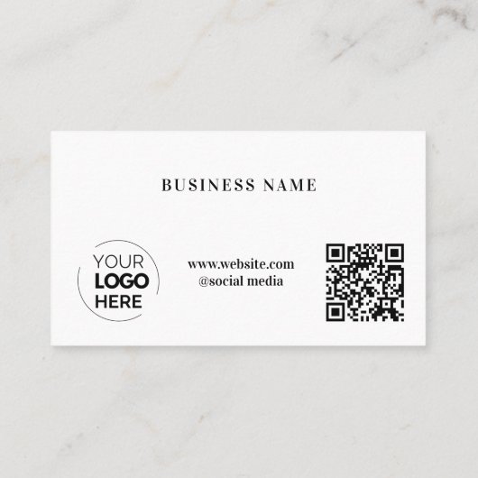 Carte De Fidélité Logo d'entreprise de code QR blanc moderne (Dos)