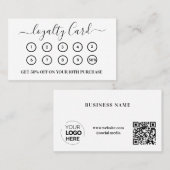 Carte De Fidélité Logo d'entreprise de code QR blanc moderne (Devant / Derrière)