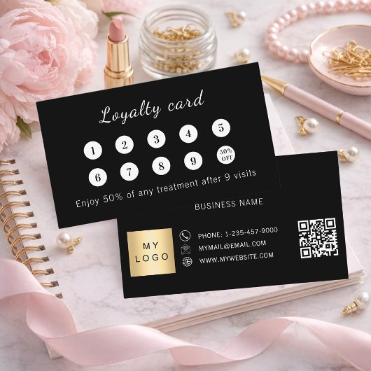 Carte De Fidélité Logo d'entreprise de code qr noir