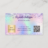 Carte De Fidélité Logo d'entreprise du code qr Holographique violet (Dos)