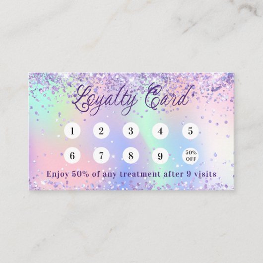 Carte De Fidélité Logo d'entreprise du code qr Holographique violet (Devant)