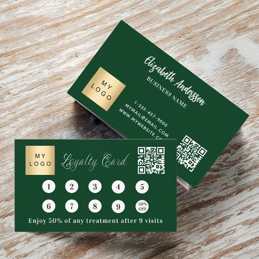 Carte De Fidélité logo d'entreprise Emerald green qr code