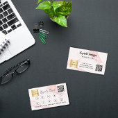 Carte De Fidélité Logo d'entreprise en marbre rose qr code