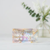 Carte De Fidélité Logo d'entreprise holographique agate en or beige (Debout devant)