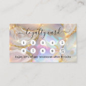 Carte De Fidélité Logo d'entreprise holographique agate en or beige (Devant)