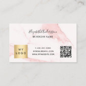 Carte De Fidélité Logo du code qr en marbre rose (Dos)
