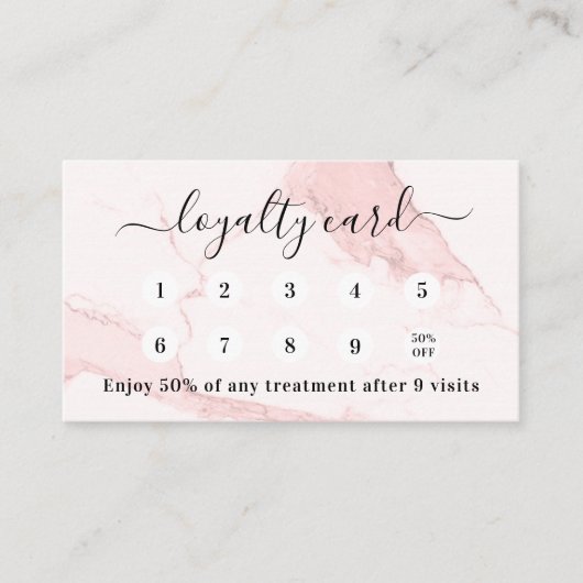 Carte De Fidélité Logo du code qr en marbre rose (Devant)