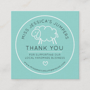 Carte De Fidélité Logo du mouton de Knit lambswool aqua Merci