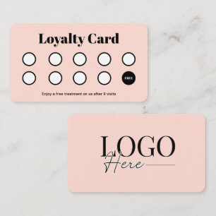 Carte De Fidélité Logo moderne Client Loyalty Punch Card Salon rose