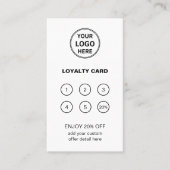 Carte De Fidélité Logo personnalisé Minimal Blanc Entreprise (Devant)