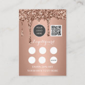 Carte De Fidélité Logo QR Code Business Reward Punch Rose Gold (Devant)