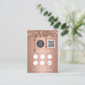 Carte De Fidélité Logo QR Code Business Reward Punch Rose Gold (Debout devant)