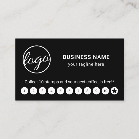 Carte De Fidélité Logo simple Black Star Modern (Devant)