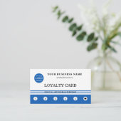 Carte De Fidélité Logo simple Code QR Marine Bleu Blanc (Debout devant)