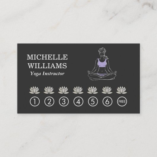 Carte De Fidélité Lotus Flower / Yoga Pose Punch Card (Devant)