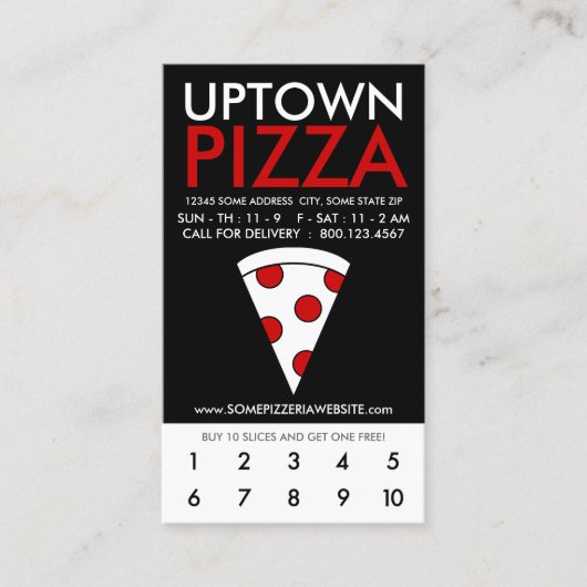 Carte De Fidélité loyauté à la pizza uptown (Devant)