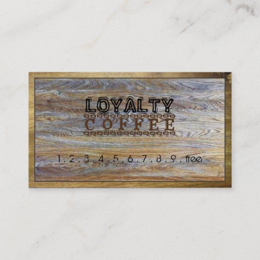 Carte De Fidélité Loyauté Punch café moderne grain de bois #12 (Devant)
