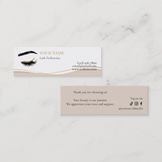 Carte De Fidélité Luxury Lash Technician Thank you Card (Devant / Derrière)