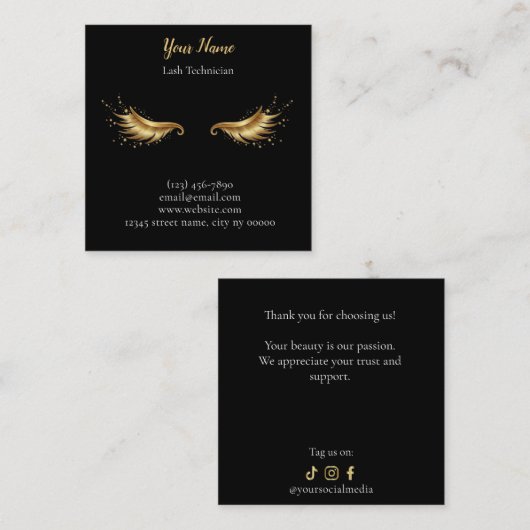 Carte De Fidélité Luxury Lash Technician Thank you Card (Devant / Derrière)