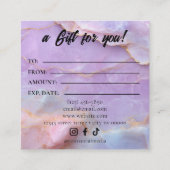 Carte De Fidélité Luxury Pastel Marble Lash Ar Gift Certificate Card (Dos)