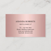 Carte De Fidélité Maquillage Artiste Coiffure Stylo Rose Gold Salon  (Dos)