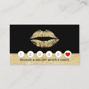 Carte De Fidélité Maquillage Artiste Gold Parties scintillant Lips S
