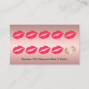 Carte De Fidélité Maquillage Artiste Lèvres rouges Rose Gold Loyalty