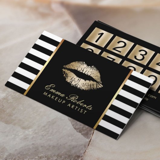 Carte De Fidélité Maquillage Artiste Lièvres d'or Stripes modernes