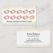 Carte De Fidélité Maquillage Artiste Rose Gold Lips Gold Confetti Lo (Devant / Derrière)