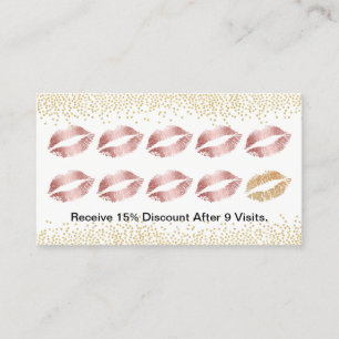 Carte De Fidélité Maquillage Artiste Rose Gold Lips Gold Confetti Lo