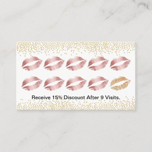 Carte De Fidélité Maquillage Artiste Rose Gold Lips Gold Confetti Lo (Devant)