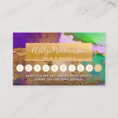 Carte De Fidélité Maquillage cheveux marbre aquarelle or violet vert (Devant)