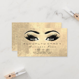 Carte De Fidélité Maquillage d'or d'Extesion de mèche de beauté de