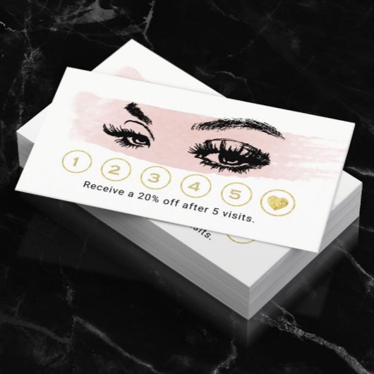 Carte De Fidélité Maquillage Eyelash Artiste Blush Aquarelle Fidélit