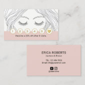 Carte De Fidélité Maquillage Eyelash Artiste Dessin à la main Fille  (Devant / Derrière)