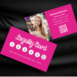 Carte De Fidélité Maquillage photo en code qr blanc rose chaud