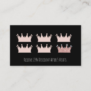 Carte De Fidélité Maquillage Rose Gold Crown Artiste Salon de coiffu