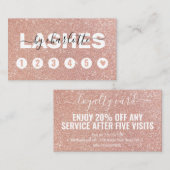 Carte de fidélité maquillage rose Parties scintill (Devant / Derrière)