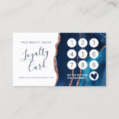 Carte De Fidélité Marbre d'agate d'or Rose bleu marine (Devant)