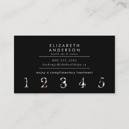 Carte De Fidélité Marbre d'ardoise florale en laiton noir Premium (Dos)