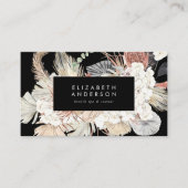 Carte De Fidélité Marbre d'ardoise florale en laiton noir Premium (Devant)