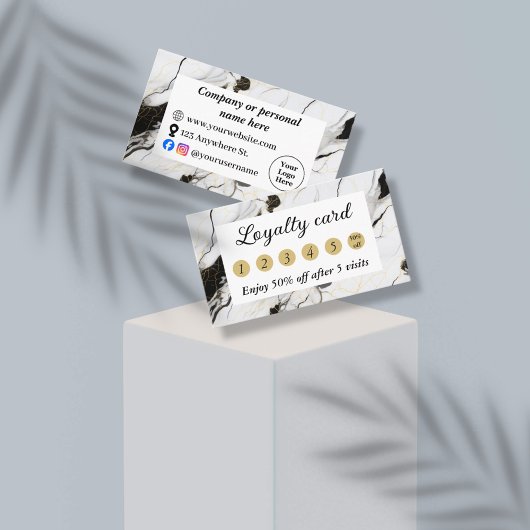 Carte De Fidélité Marbre noir et blanc