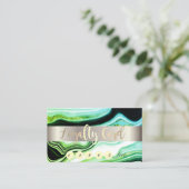 Carte De Fidélité Marbre noir vert chic rayé (Debout devant)
