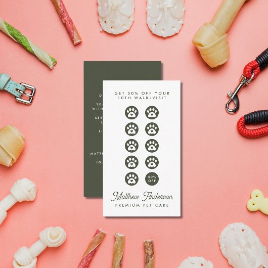 Carte De Fidélité Marcheur de chien pour animal de compagnie poivré