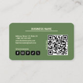 Carte de fidélité Matcha Green Modern QR Code (Dos)