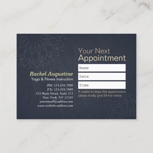 Carte De Fidélité Méditation Yoga Instructeur 10 Classe Pass (Dos)