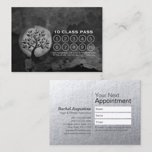 Carte De Fidélité Méditation Yoga Instructeur Classe Arbre Pass Fidé (Devant / Derrière)