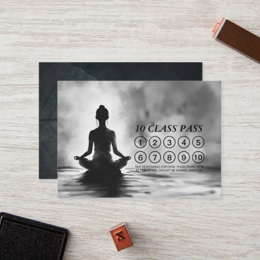 Carte De Fidélité Méditation Yoga Instructeur Lotus Pose Classe Pass (Devant/Arrière en situation)
